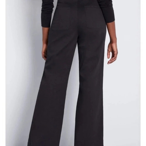 MODCLOTH "The Style Is Yours" Wide Leg Trousers front seam Pants Black Size 10 - Picture 4 of 8